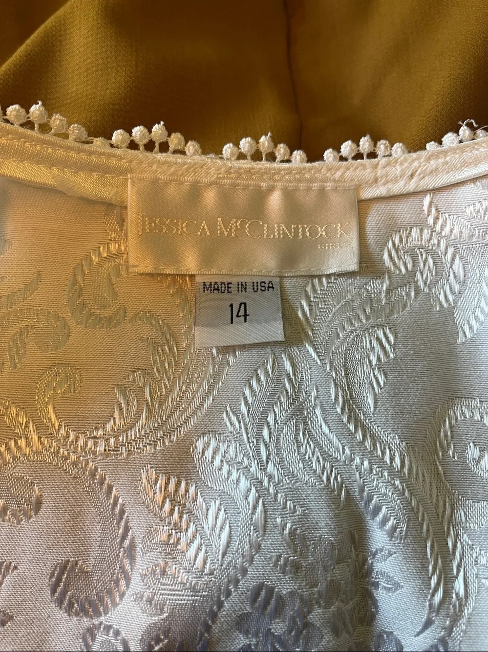 Jessica McClintock Ivory Floral Brocade Dress with Matching Bolero